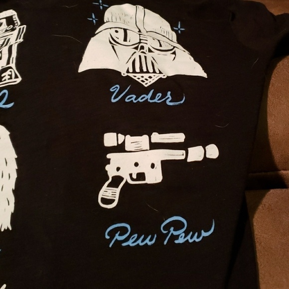 Star Wars tshirt juniors size Medium like new Chewie, Pew Pew, Vader, Death Star - Picture 6 of 10